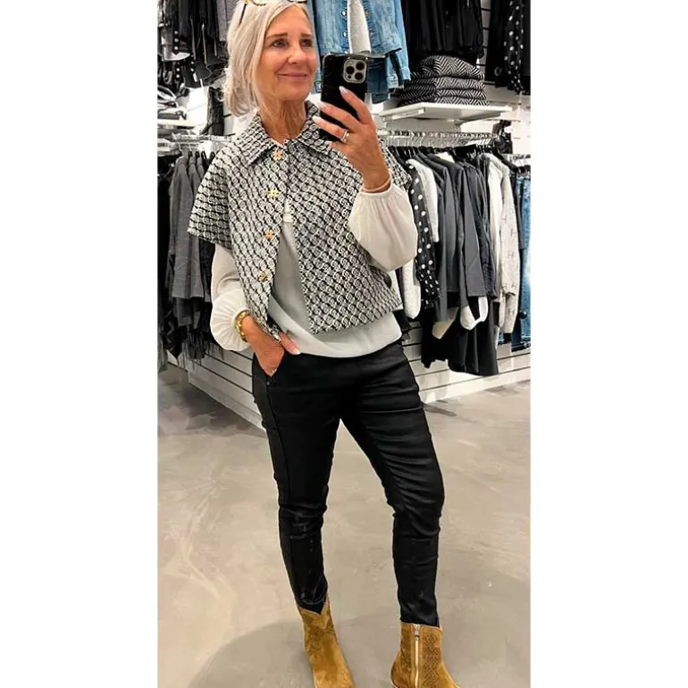 J By J MC-7190-1 Coated Pants Sort