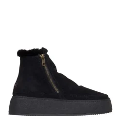 Laidbacklondon Setsu Platform Crochet Black Suede