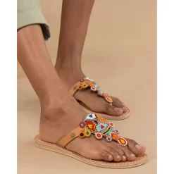 Laidbacklondon Simba Flat Sandal Tribal Brun