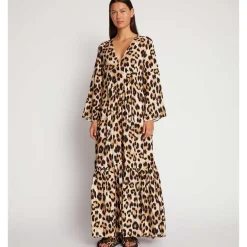 Munthe Ublue Long Leopard Dress Mocca