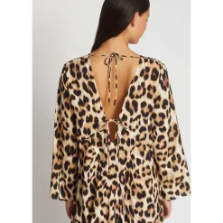 Munthe Ublue Long Leopard Dress Mocca