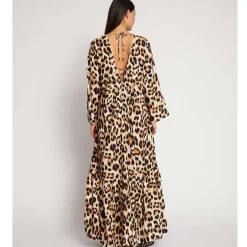 Munthe Ublue Long Leopard Dress Mocca