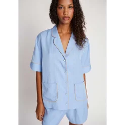 Munthe Ushi SS Pinstripe Shirt Blue