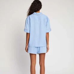 Munthe Ushi SS Pinstripe Shirt Blue