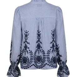 Neo Noir Amara Stripe Emb Blouse Blue