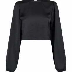 NEO NOIR AURA HEAVY SATEEN BLOUSE SORT
