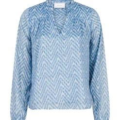 Neo Noir Bisa Big Tile Blouse Lyseblå