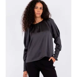 Neo Noir Camma Heavy Sateen Blouse Mørkegrå