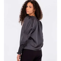 Neo Noir Camma Heavy Sateen Blouse Mørkegrå