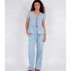 Neo Noir Claira Broiderie Pants Lyseblå