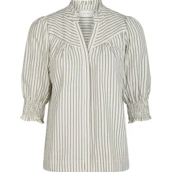 Neo Noir Diana Crepe Stripe Blouse Brown