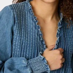 Neo Noir Ililo Denim Blouse Blue