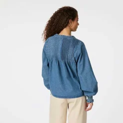 Neo Noir Ililo Denim Blouse Blue