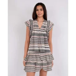 Neo Noir Jayla Stitch Print Top Sand