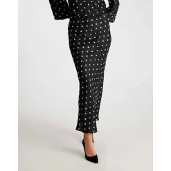 Neo Noir Lola Retro Dot Long Skirt Black