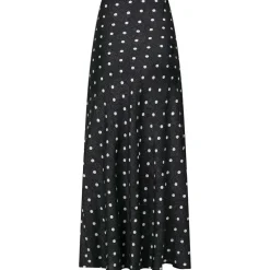 Neo Noir Lola Retro Dot Long Skirt Black