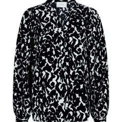 NEO NOIR NANI GRAPHIC BLOUSE SORT