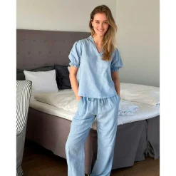 Neo Noir Sonar Linen Pants Lyseblå