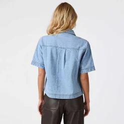 Neo Noir Tiki Denim Shirt Smoke Blue