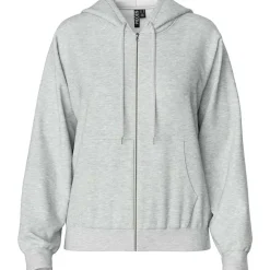 Pieces PCChilli LS Zip Hoodie Noos Light Grey Melange