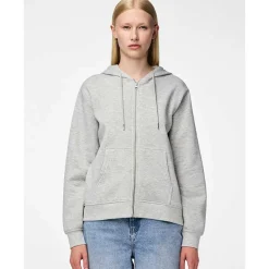 Pieces PCChilli LS Zip Hoodie Noos Light Grey Melange
