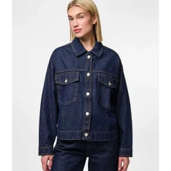 Pieces PCElma Denim Jacket Noos Dark Blue Denim