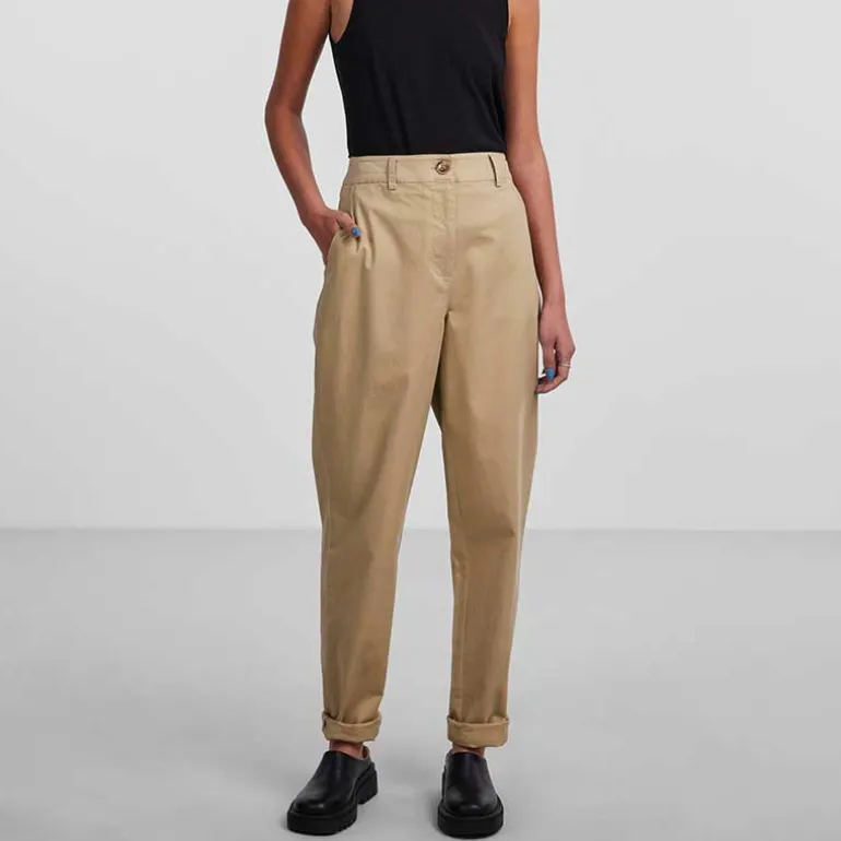 Pieces PCFallyn HW Chino Pants Sand