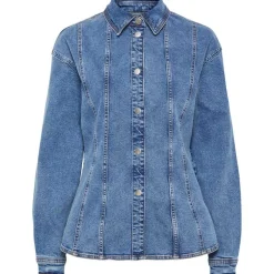 Pieces PCGinny LS Denim Shirt D2D JIT Blå