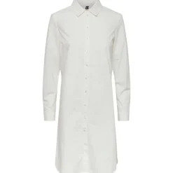 PIECES PCJAYLA LS SHIRT DRESS NOOS BC HVID