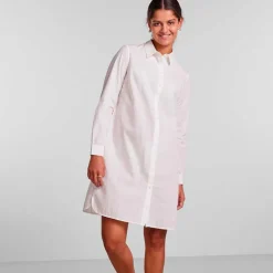 PIECES PCJAYLA LS SHIRT DRESS NOOS BC HVID