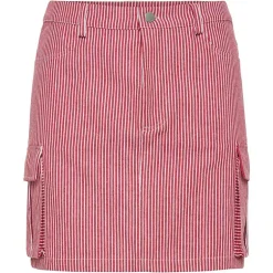 Pieces PCJayla MW Short Skirt High Risk Red Stripes Bright White