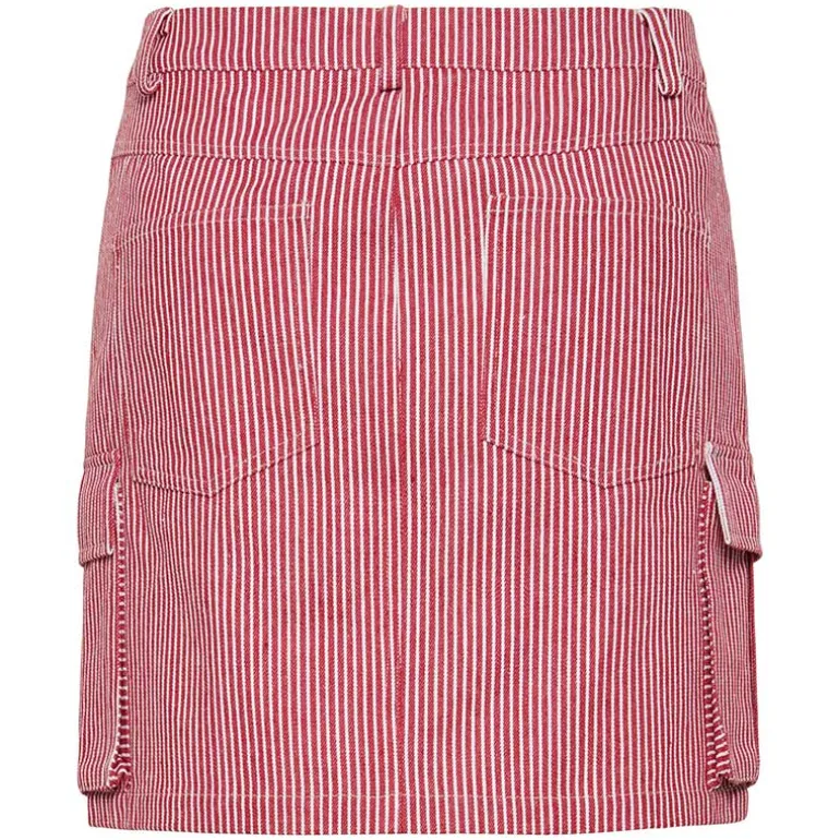 Pieces PCJayla MW Short Skirt High Risk Red Stripes Bright White