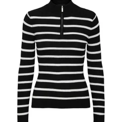 Pieces PCJo LS T-Neck Half Zip Knit MM Sort