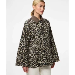 Pieces PCJunia LS Loose Denim Jacket Nomad Leo