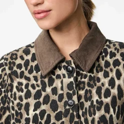 Pieces PCJunia LS Loose Denim Jacket Nomad Leo