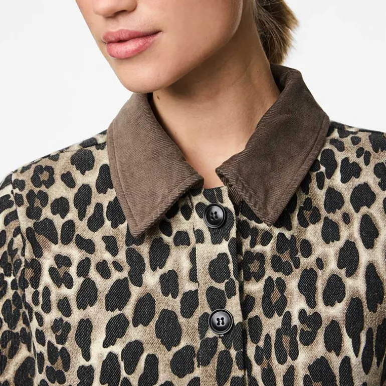 Pieces PCJunia LS Loose Denim Jacket Nomad Leo