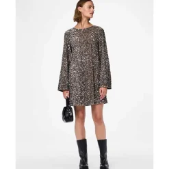 Pieces PCKam LS Deep Back Bow Dress Morel