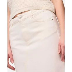 Pieces PCKenise MW Denim Ankle Skirt BC Off White
