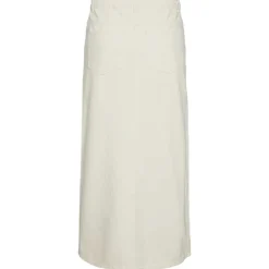 Pieces PCKenise MW Denim Ankle Skirt BC Off White