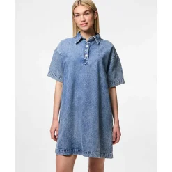 Pieces PCKenya SS A-Shape Denim Dress Noos Medium Blue