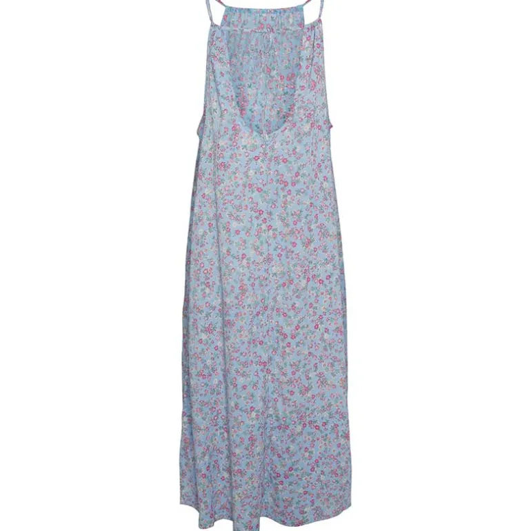 PIECES PCLUNA STRAP MIDI DRESS LYSEBLÅ