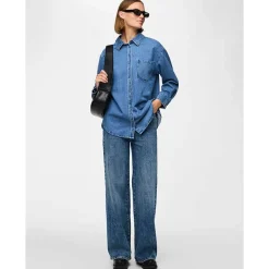Pieces PCMaisie Ls Denim Shirt Noos Medium Blue Denim