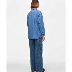 Pieces PCMaisie Ls Denim Shirt Noos Medium Blue Denim