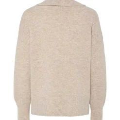 Pieces PcMalou LS Polo Knit Noos Taupe Gray Melange