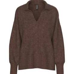 Pieces PcMalou LS Polo Knit Noos Chicory Coffee Melange