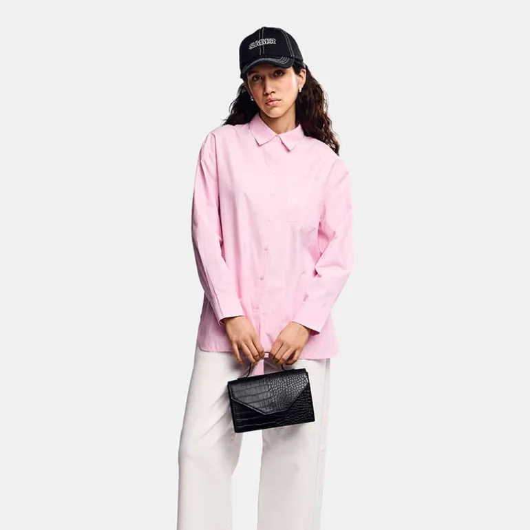 Pieces PCMelia LS Loose Shirt Noos Roseate Spoonbill