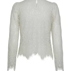PIECES PCNELLA LS LACE TOP D2D OFF WHITE