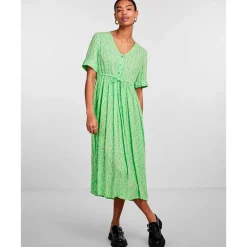 PIECES PCNYA SS MIDI DRESS BF BC LYSEGRØN