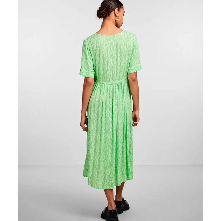 PIECES PCNYA SS MIDI DRESS BF BC LYSEGRØN