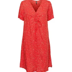 PIECES PCNYA SS V-NECK SHORT DRESS BC RØD